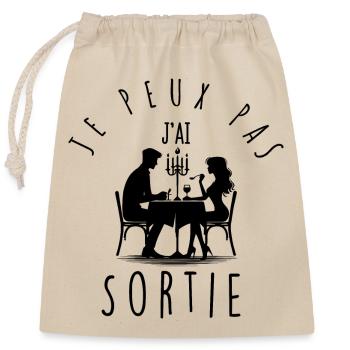 I can't, I went out. - Closable cotton gift bag (25x30cm) - nature - Front