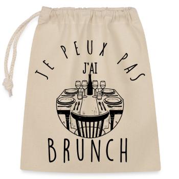 I can't, I have brunch. - Closable cotton gift bag (25x30cm) - nature - Front