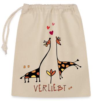 Giraffen in Love - Verschließbarer Geschenkbeutel aus Baumwolle (25x30cm) - Natur - Vorne