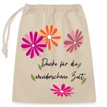 Thank you for the wonderful time - Closable cotton gift bag (25x30cm) - nature - Front