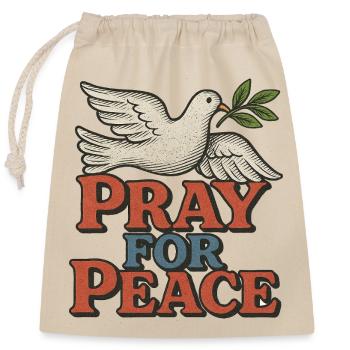 Symbole de la colombe de prière pour la paix - Sac cadeau en coton avec cordon (25 x 30 cm) - nature - Devant