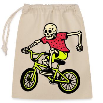 Neon BMX-Skelett im Trick – Retro Vibes - Verschließbarer Geschenkbeutel aus Baumwolle (25x30cm) - Natur - Vorne