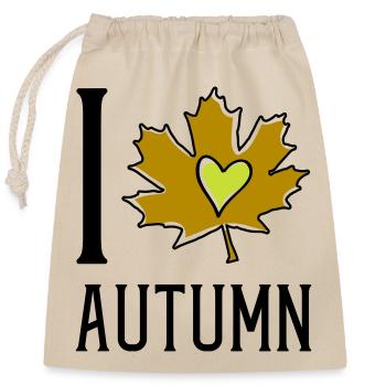 Heart in the autumn leaf - Closable cotton gift bag (25x30cm) - nature - Front