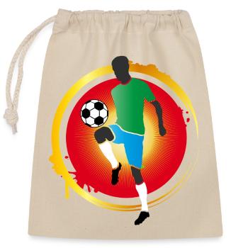 Joueur de football coloré avec ballon - Sac cadeau en coton avec cordon (25 x 30 cm) - nature - Devant