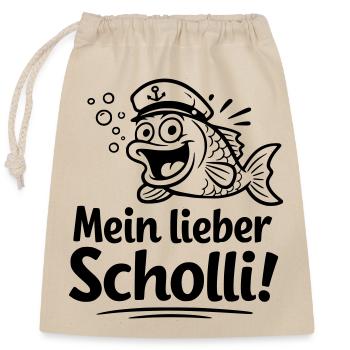 mein lieber scholli - Verschließbarer Geschenkbeutel aus Baumwolle (25x30cm) - Natur - Vorne