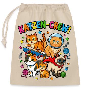 CatsCrew Skate Space - Closable cotton gift bag (25x30cm) - nature - Front