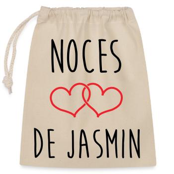 Anniversaire Mariage - Noces de Jasmin (66 ans) - Sac cadeau en coton avec cordon (25 x 30 cm) - nature - Devant