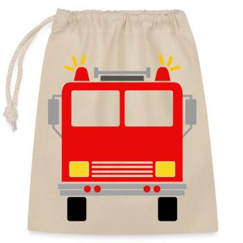 Camion de pompiers - Sac cadeau en coton avec cordon (25 x 30 cm) - nature - Devant