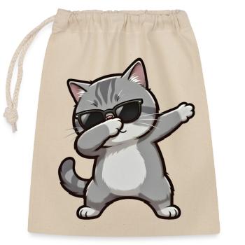 Dabbing British Shorthair - Closable cotton gift bag (25x30cm) - nature - Front