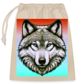 Wolf - Closable cotton gift bag (25x30cm) - nature - Front