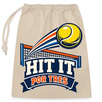 Hit It Por Tres Tennis Logo - Verschließbarer Geschenkbeutel aus Baumwolle (25x30cm) - Natur - Vorne