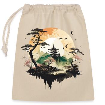 Asian Temple - Closable cotton gift bag (25x30cm) - nature - Front