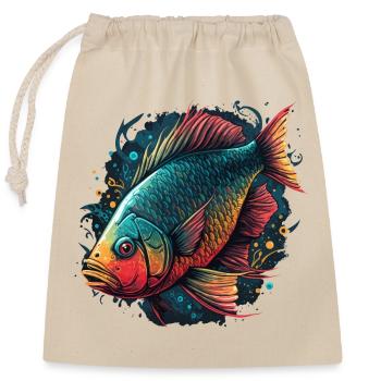 Red Fish - Closable cotton gift bag (25x30cm) - nature - Front