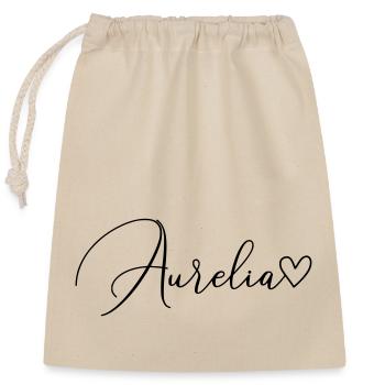 Aurelia Surname First Name Girl - Closable cotton gift bag (25x30cm) - nature - Front