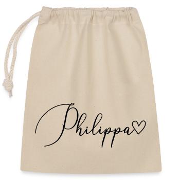 Philippa Surname First Name Girl - Closable cotton gift bag (25x30cm) - nature - Front