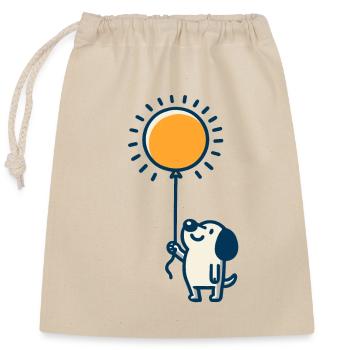 Glowing balloon, cheerful dog - Closable cotton gift bag (25x30cm) - nature - Front