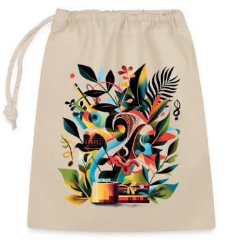 Plantes et musique - Impression de mode de haute qualité - Sac cadeau en coton avec cordon (25 x 30 cm) - nature - Devant