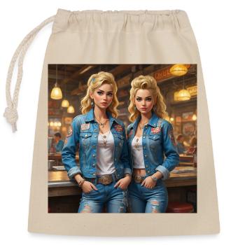 Diner Denim Duette - Verschließbarer Geschenkbeutel aus Baumwolle (25x30cm) - Natur - Vorne