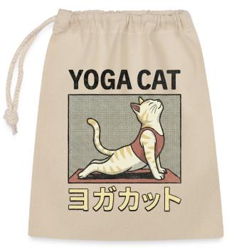 Yoga Cat - Verschließbarer Geschenkbeutel aus Baumwolle (25x30cm) - Natur - Vorne