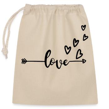 LOVE - Sac cadeau en coton avec cordon (25 x 30 cm) - nature - Devant