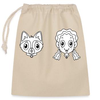 Pet Dog - Closable cotton gift bag (25x30cm) - nature - Front