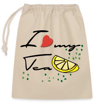 tea time - Closable cotton gift bag (25x30cm) - nature - Front