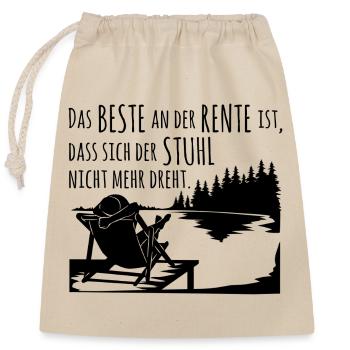 Rente ist, wenn der Stuhl sich nicht mehr dreht - Verschließbarer Geschenkbeutel aus Baumwolle (25x30cm) - Natur - Vorne
