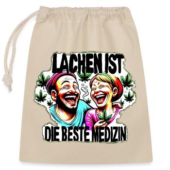 Laughter is the best medicine - Closable cotton gift bag (25x30cm) - nature - Front