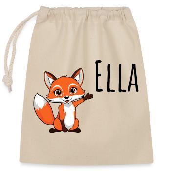 Fox - My Name Is Ella - Cute Forest Animal - Closable cotton gift bag (25x30cm) - nature - Front
