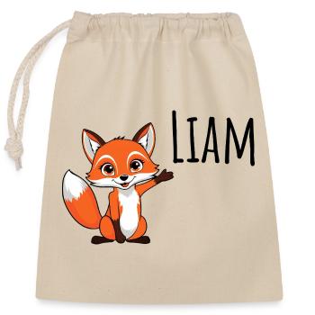 Fuchs - Mein Name ist Liam - Süßes Waldtier - Verschließbarer Geschenkbeutel aus Baumwolle (25x30cm) - Natur - Vorne