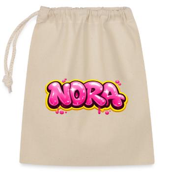 NORA GRAFFITI NAME FÜR PERFEKTES GESCHENK DRUCKBAR - Verschließbarer Geschenkbeutel aus Baumwolle (25x30cm) - Natur - Vorne