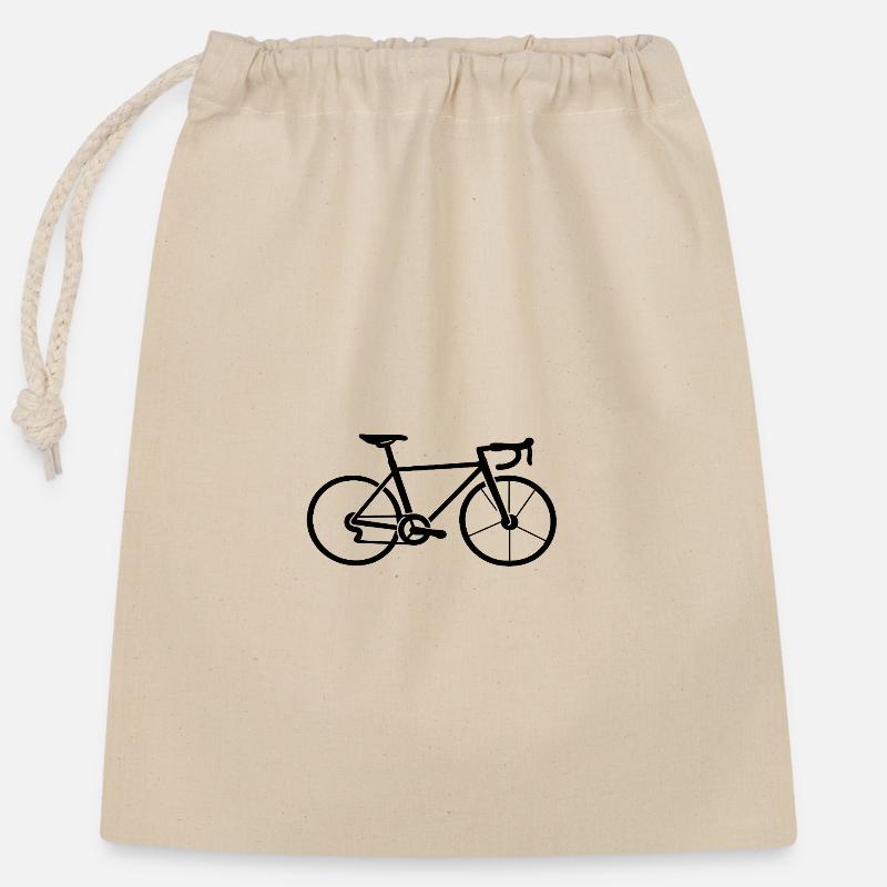 Bicycle Silhouette Line Design - Closable cotton gift bag (25x30cm) - nature
