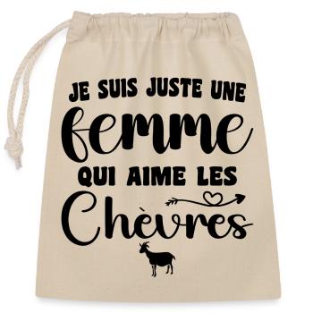 Je Suis Juste Une Femme Qui Aime Les Chèvres - Sac cadeau en coton avec cordon (25 x 30 cm) - nature - Devant