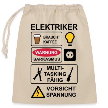 Elektriker - Verschließbarer Geschenkbeutel aus Baumwolle (25x30cm) - Natur - Vorne