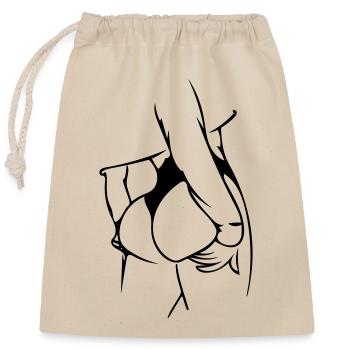 ass - Closable cotton gift bag (25x30cm) - nature - Front