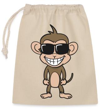 Cooler Affe mit Sonnenbrille - Verschließbarer Geschenkbeutel aus Baumwolle (25x30cm) - Natur - Vorne