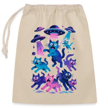 Extraterrestre, Ovnis, Ovni, Cat Cat, Faisceau, Science-Fi, Cadeau - Sac cadeau en coton avec cordon (25 x 30 cm) - nature - Devant
