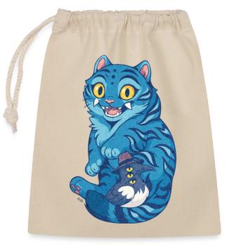 Tigre bleu avec la magie d’un petit oiseau - K-Pop Demon - Sac cadeau en coton avec cordon (25 x 30 cm) - nature - Devant