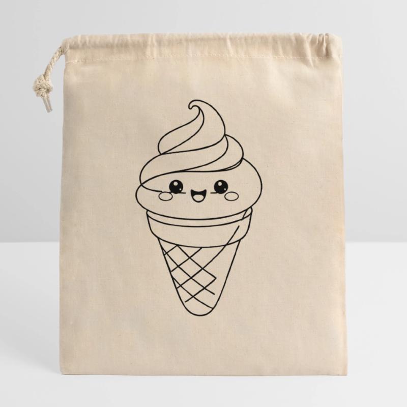 Softeis Eiscreme Icon Minimal Statement Verschließbarer Geschenkbeutel aus Baumwolle (25x30cm)