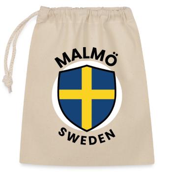 Design des schwedischen Flaggenschildes - Verschließbarer Geschenkbeutel aus Baumwolle (25x30cm) - Natur - Vorne