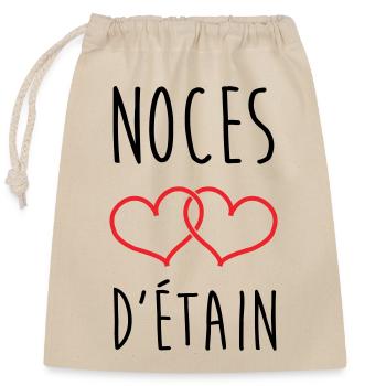Noces d'Étain 10 ans de mariage - Sac cadeau en coton avec cordon (25 x 30 cm) - nature - Devant