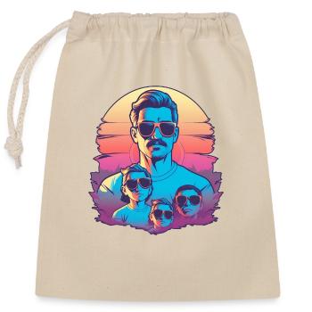 Papa cool avec des enfants - Sac cadeau en coton avec cordon (25 x 30 cm) - nature - Devant