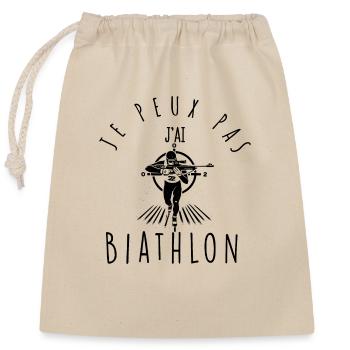 Je peux pas, j'ai Biathlon - Sac cadeau en coton avec cordon (25 x 30 cm) - nature - Devant