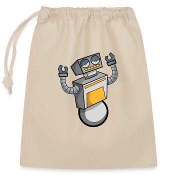Roboter - Verschließbarer Geschenkbeutel aus Baumwolle (25x30cm) - Natur - Vorne