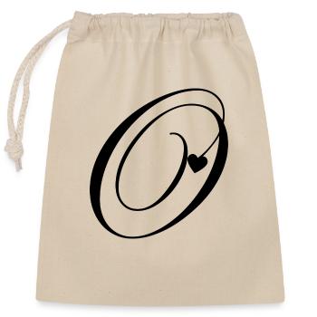 Lettre o calligraphie cœur - Sac cadeau en coton avec cordon (25 x 30 cm) - nature - Devant