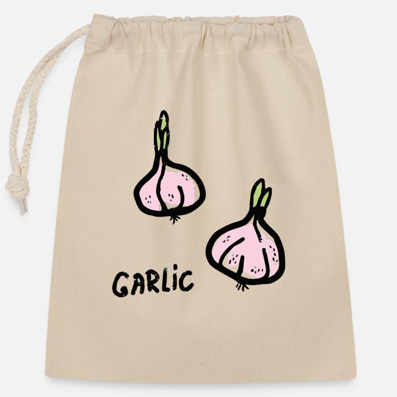 Knoblauch - Verschließbarer Geschenkbeutel aus Baumwolle (25x30cm) - Natur