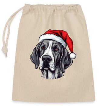 Great Dane Dog Christmas Head - Closable cotton gift bag (25x30cm) - nature - Front
