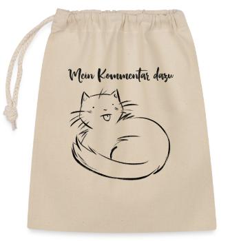 Katze - Mein Kommentar dazu - schwarz - Verschließbarer Geschenkbeutel aus Baumwolle (25x30cm) - Natur - Vorne