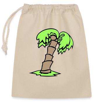 Palme Insel Baum Strand Urlaub Kokosnuss Meer Cool - Verschließbarer Geschenkbeutel aus Baumwolle (25x30cm) - Natur - Vorne