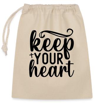 keep your heart - Closable cotton gift bag (25x30cm) - nature - Front